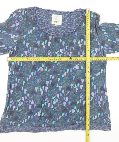 Mantaray Women Blue Size 14 3/4 Sleeve Cotton T-Shirt