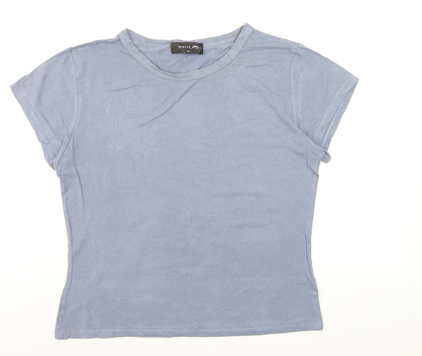 White Fox Women's Blue Short Sleeve Slim Fit Basic T-Shirt XL