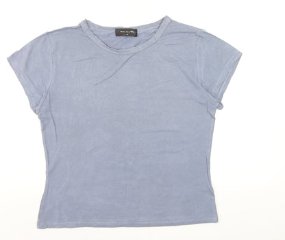 White Fox Women's Blue Short Sleeve Slim Fit Basic T-Shirt XL