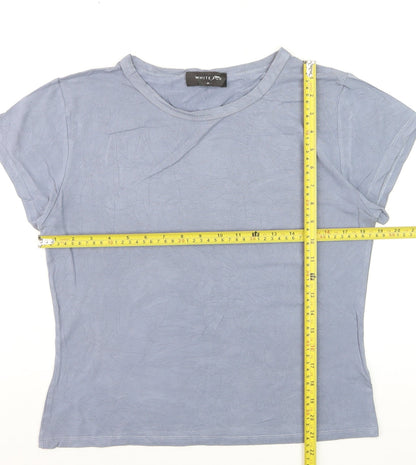 White Fox Women's Blue Short Sleeve Slim Fit Basic T-Shirt XL