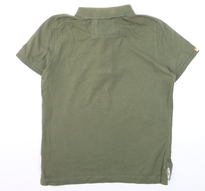 Superdry Men's Green Cotton Polo Shirt M Embroidered Preppy Style