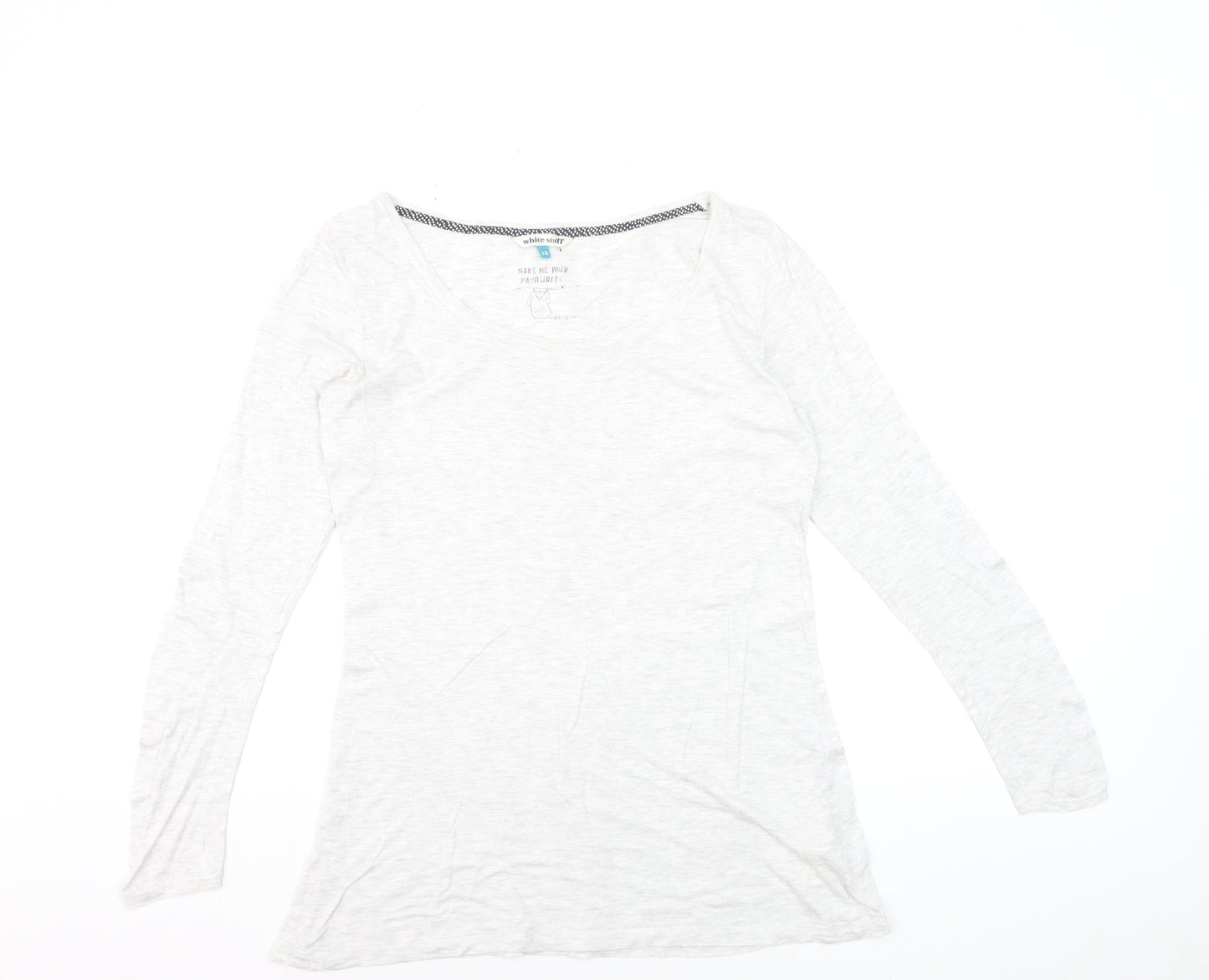White Stuff Women's White Long Sleeve Cotton Jersey T-Shirt Size 12