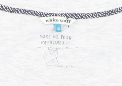 White Stuff Women's White Long Sleeve Cotton Jersey T-Shirt Size 12