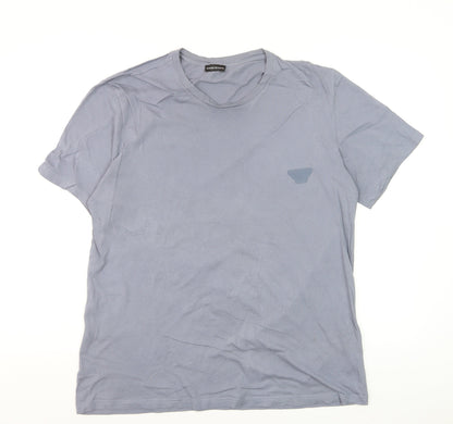 Emporio Armani Men's Blue Crew Neck Cotton T-Shirt Size L