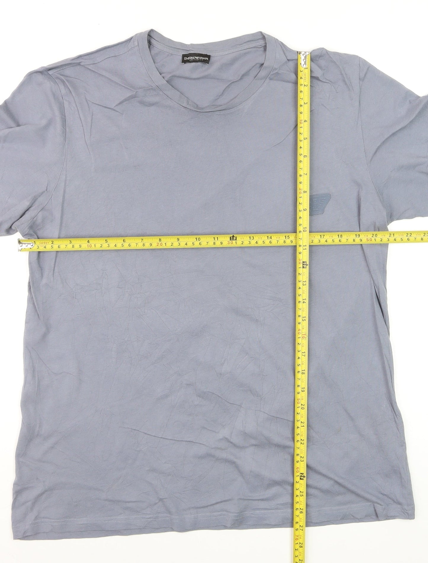 Emporio Armani Men's Blue Crew Neck Cotton T-Shirt Size L