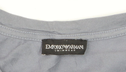 Emporio Armani Men's Blue Crew Neck Cotton T-Shirt Size L