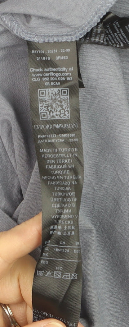 Emporio Armani Men's Blue Crew Neck Cotton T-Shirt Size L