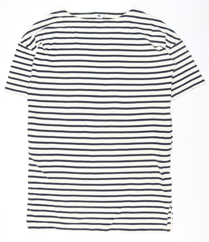 Kin by John Lewis Women White Striped Cotton T-Shirt Dress L