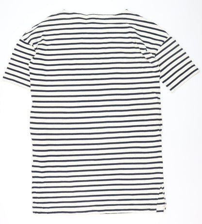 Kin by John Lewis Women White Striped Cotton T-Shirt Dress L