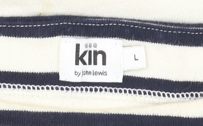 Kin by John Lewis Women White Striped Cotton T-Shirt Dress L