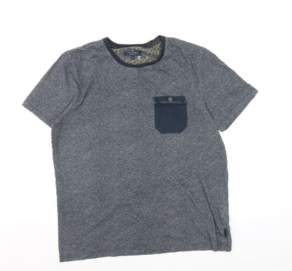 Ted Baker Men Blue Crew Neck Short Sleeve Cotton T-Shirt Size L
