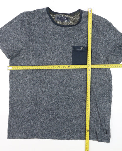 Ted Baker Men Blue Crew Neck Short Sleeve Cotton T-Shirt Size L