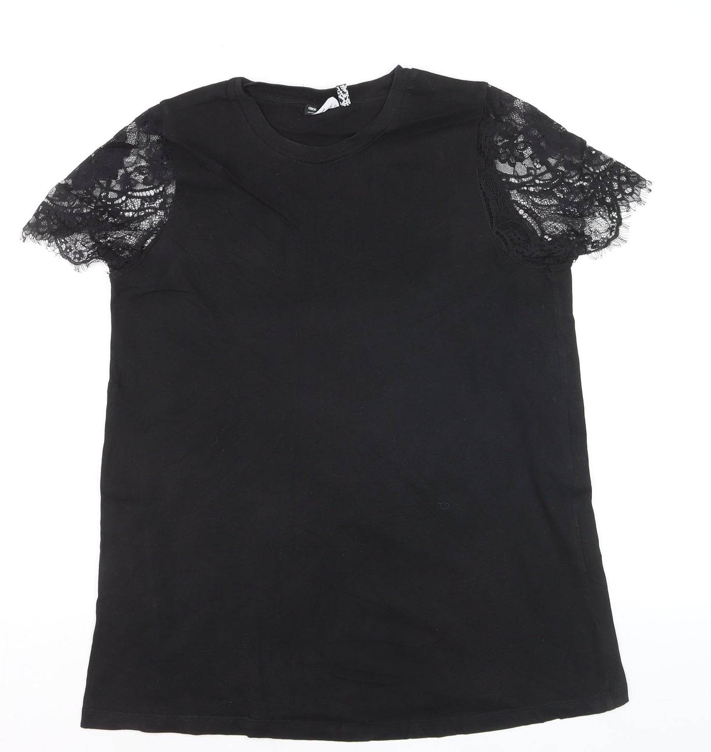 ASOS DESIGN Women’s Black Lace Sleeve Maternity T-Shirt Size 10