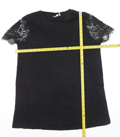ASOS DESIGN Women’s Black Lace Sleeve Maternity T-Shirt Size 10