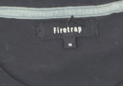 Firetrap Men's Black Gothic Rock Graphic Crew Neck Cotton T-Shirt Size M