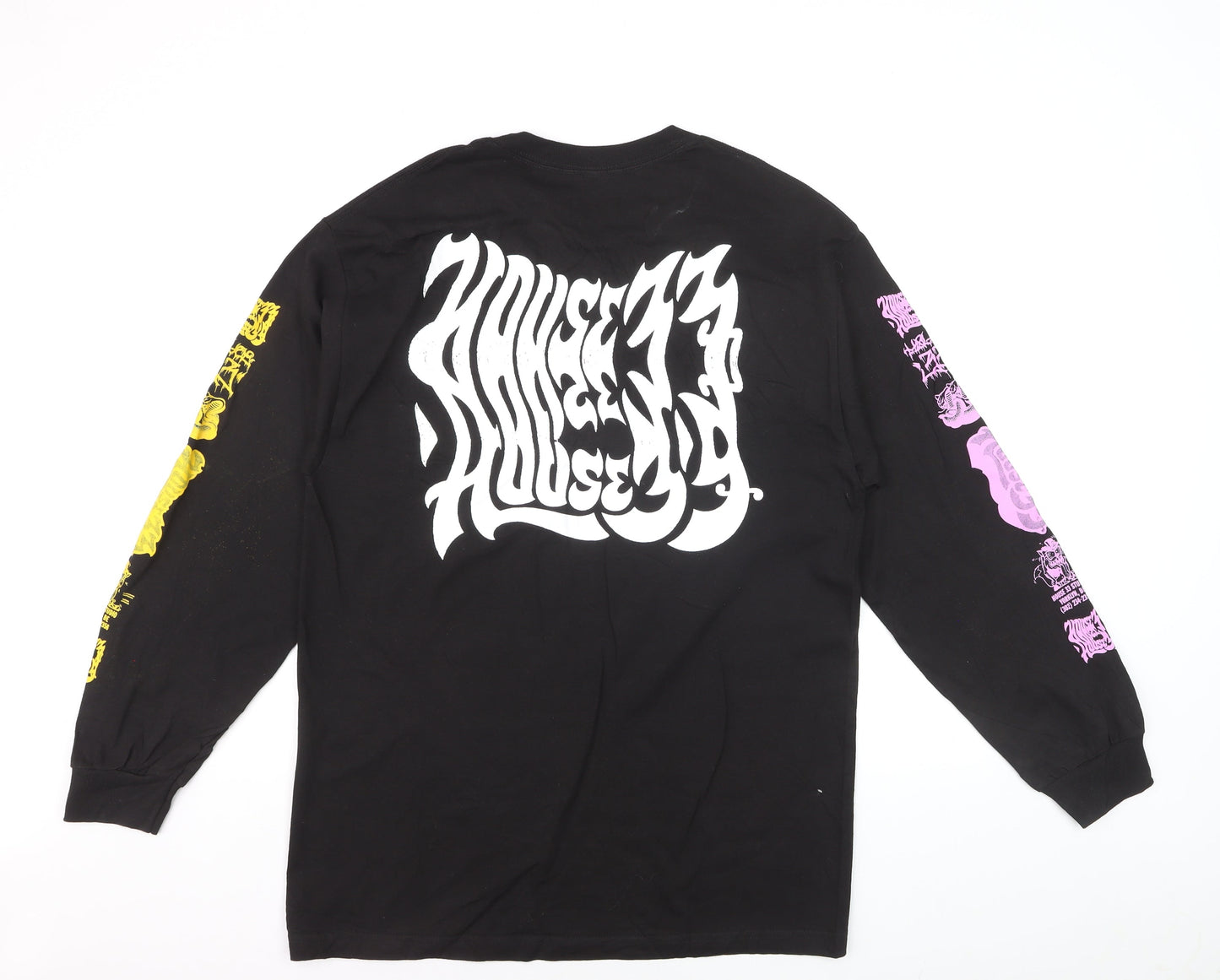 House 33 Men's Black Long Sleeve Graphic Cotton T-Shirt Size L