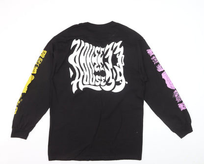 House 33 Men's Black Long Sleeve Graphic Cotton T-Shirt Size L
