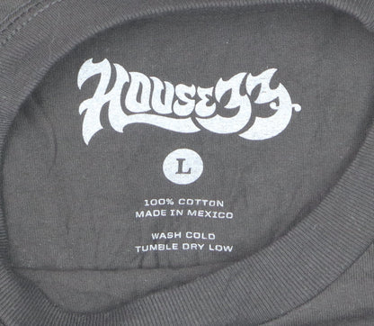 House 33 Men's Black Long Sleeve Graphic Cotton T-Shirt Size L