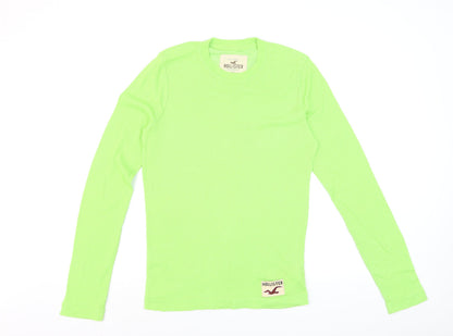Hollister Men's Green Long Sleeve Slim Fit Cotton Top M