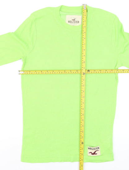 Hollister Men's Green Long Sleeve Slim Fit Cotton Top M