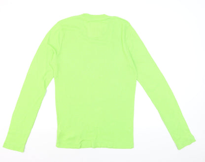 Hollister Men's Green Long Sleeve Slim Fit Cotton Top M