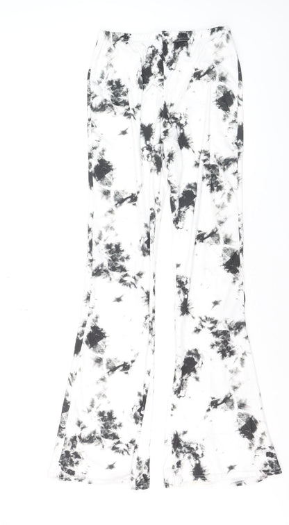 Boohoo Women’s Black White Tie Dye Flared Leggings UK 12