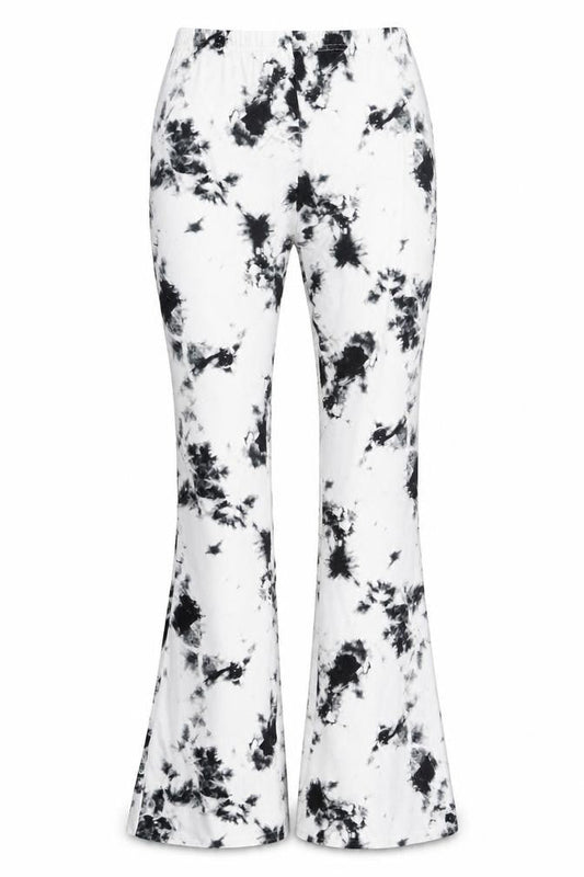 Boohoo Women’s Black White Tie Dye Flared Leggings UK 12