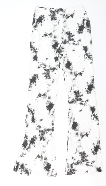 Boohoo Women’s Black White Tie Dye Flared Leggings UK 12