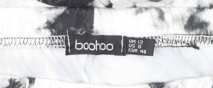 Boohoo Women’s Black White Tie Dye Flared Leggings UK 12