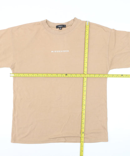 Missguided Women's Beige Basic Crew Neck Short Sleeve T-Shirt UK 8