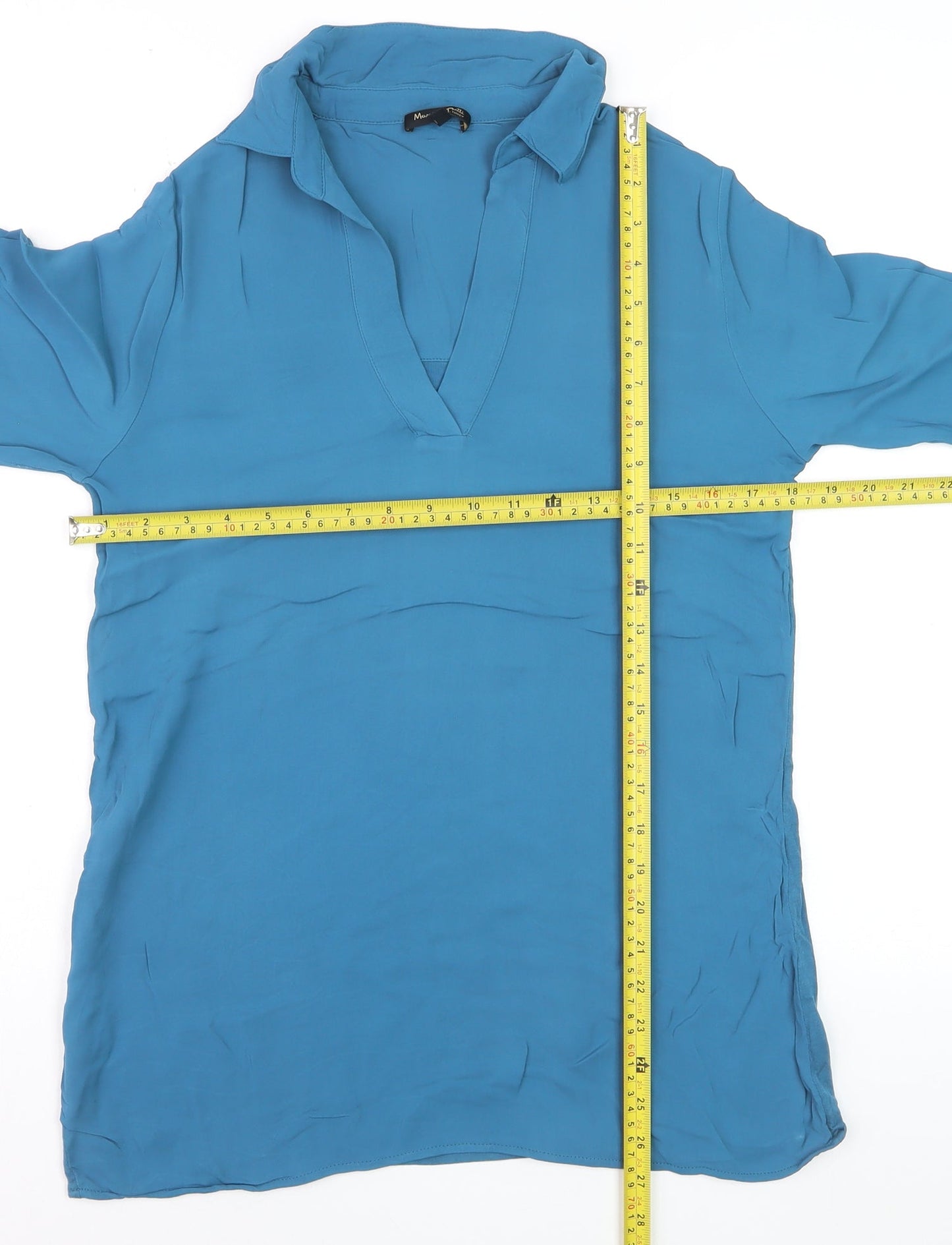 Massimo Dutti Women Blue Silk Tunic Blouse XS