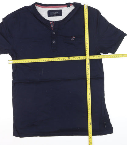 Ted Baker Men's Blue Short Sleeve Henley T-Shirt Size M