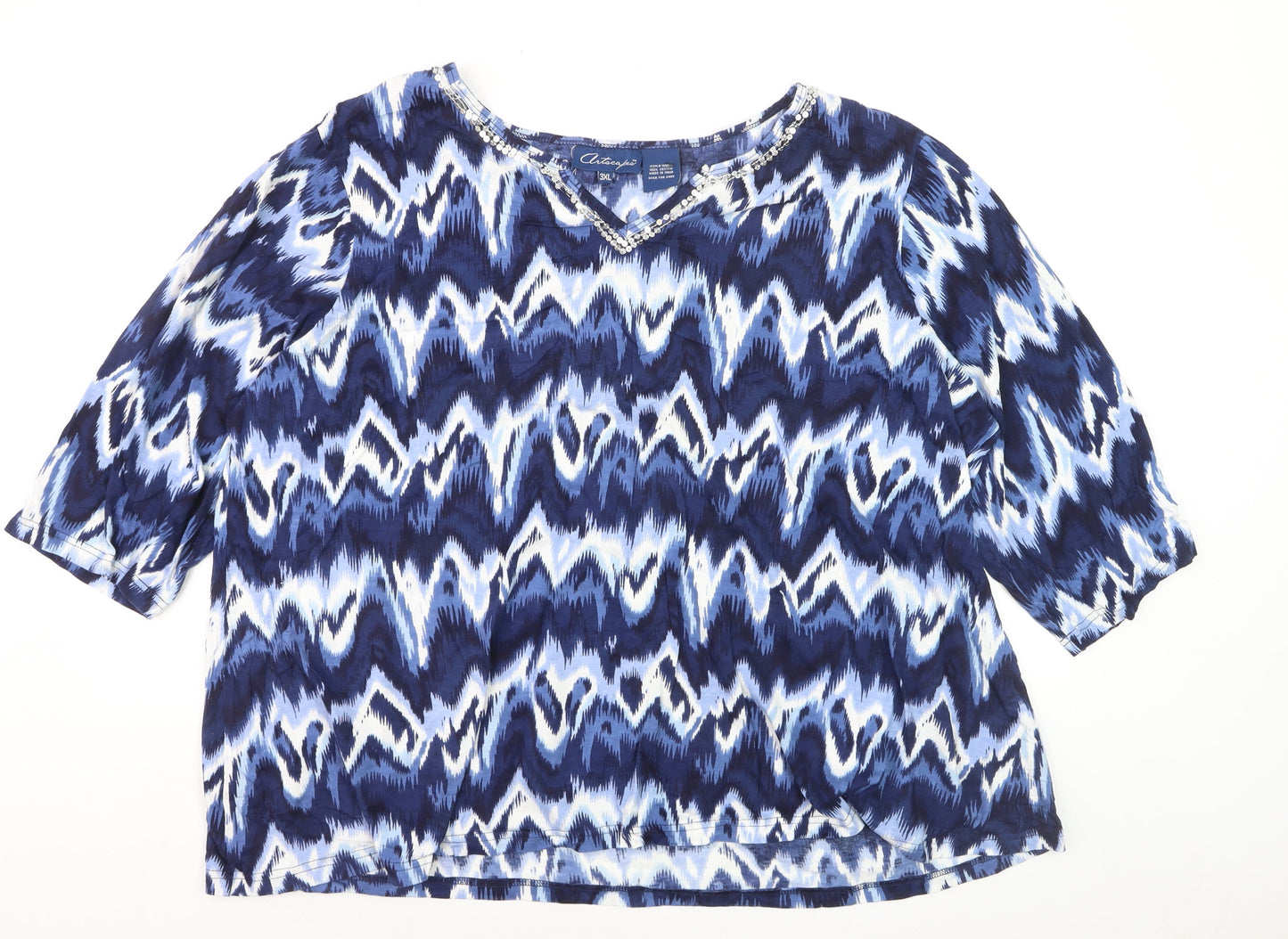 Artscape Women’s Blue 3XL Cotton Tunic Blouse with Sequins