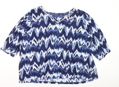 Artscape Women’s Blue 3XL Cotton Tunic Blouse with Sequins