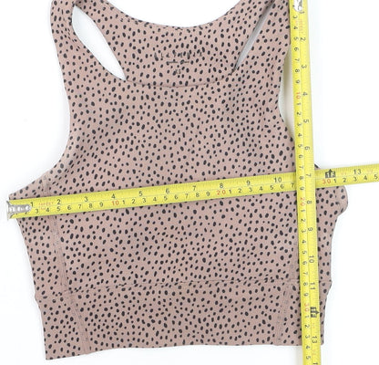 ALLFENIX Women’s Beige Animal Print Racerback XS Cropped Tank Top