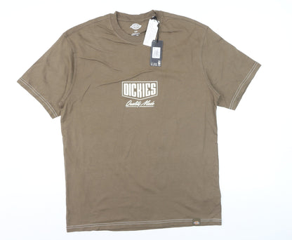 Dickies Men's Brown Graphic Print Cotton Crew Neck T-Shirt Size S