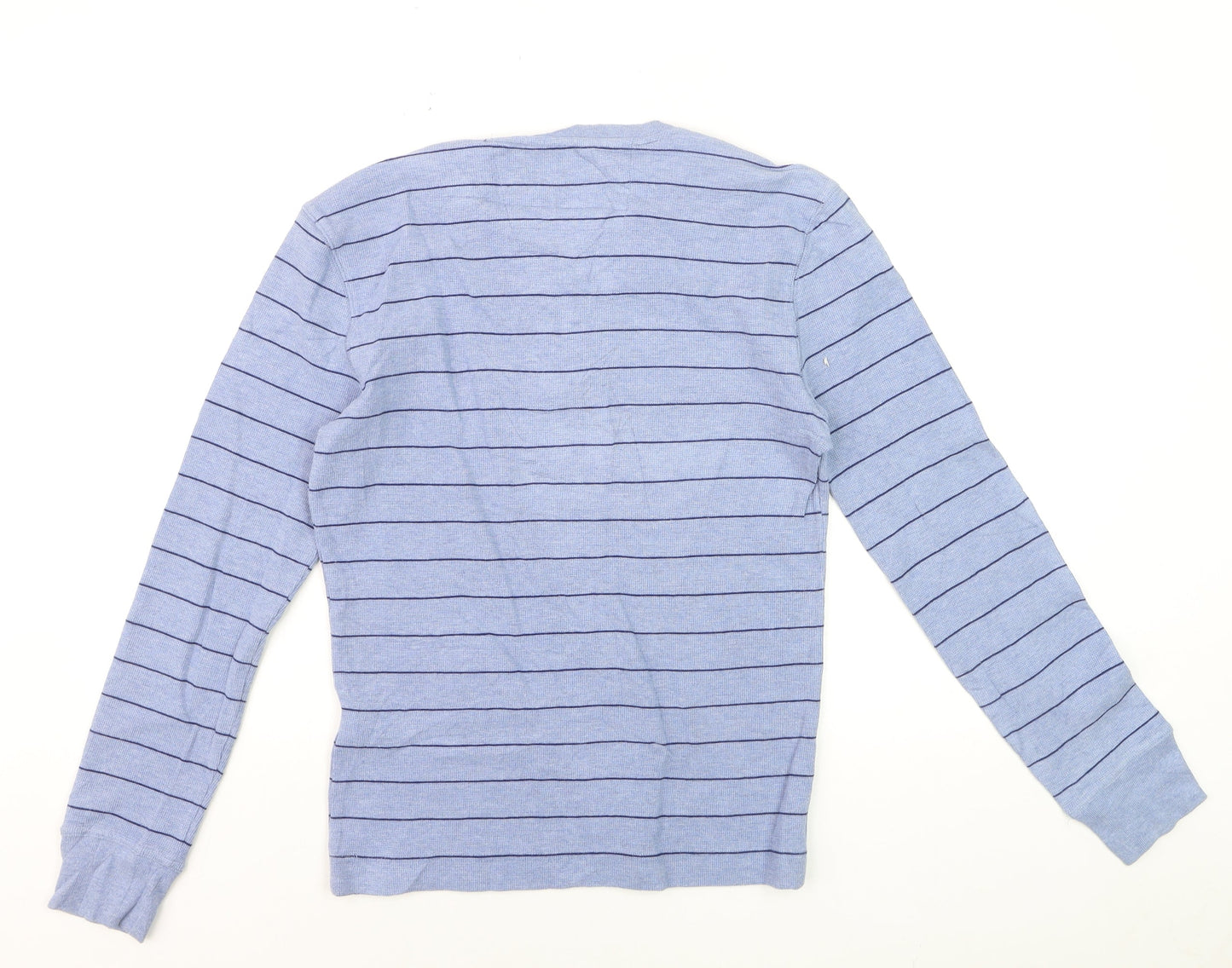 Banana Republic Men's Blue Striped Cotton Henley Long Sleeve Top XS