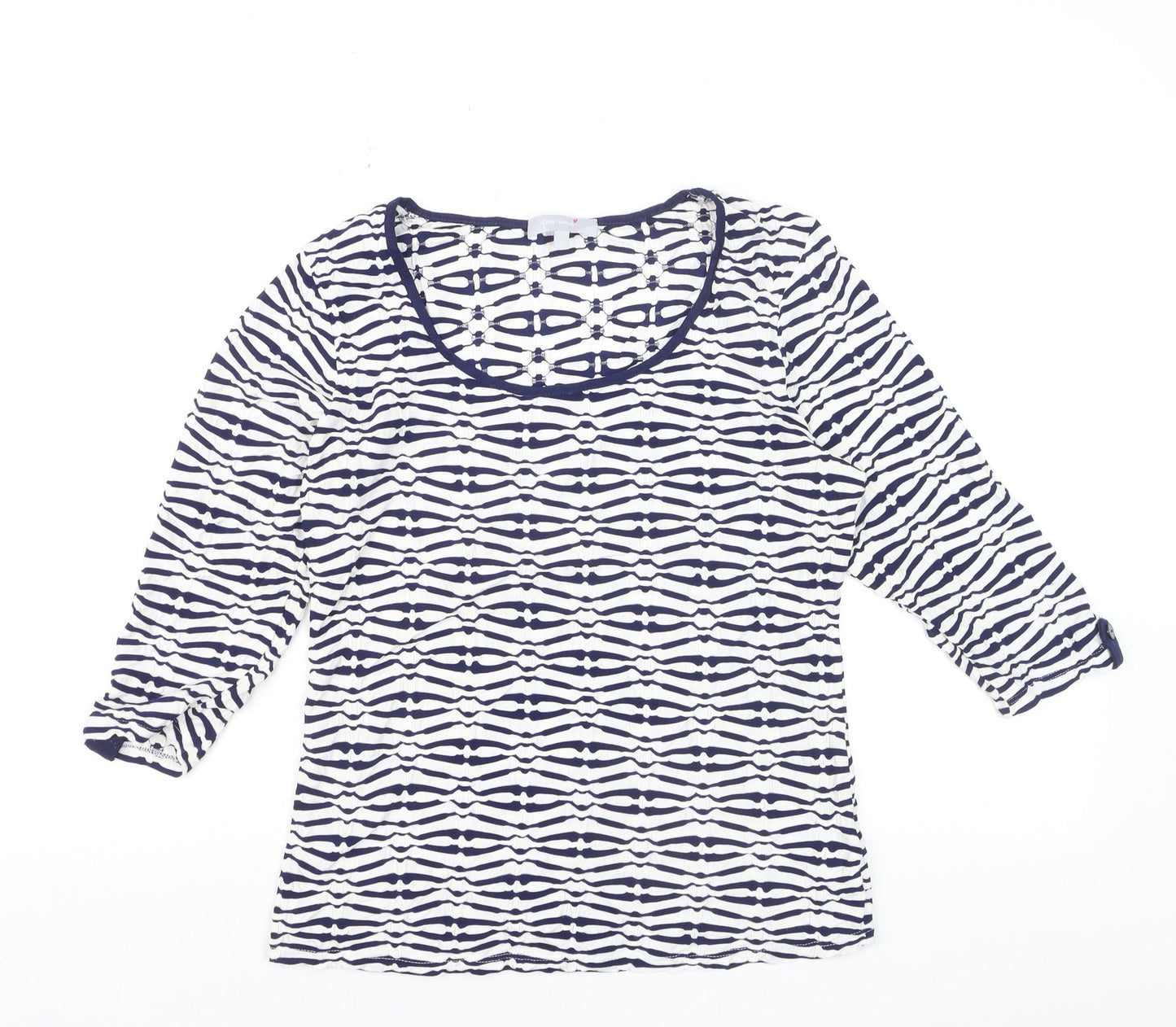 Marks and Spencer Per Una Blue Geometric 3/4 Sleeve Women's Top Size 12