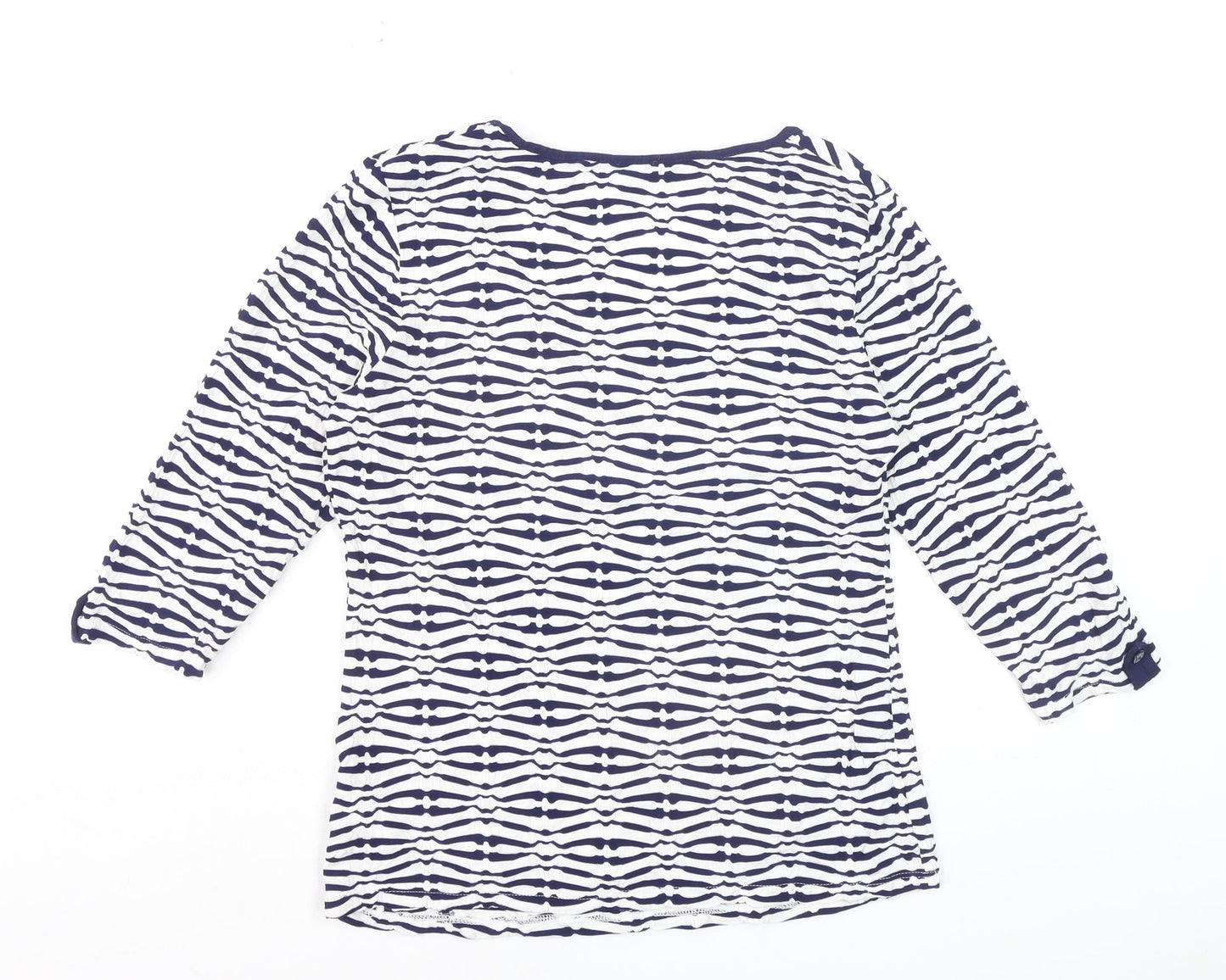 Marks and Spencer Per Una Blue Geometric 3/4 Sleeve Women's Top Size 12