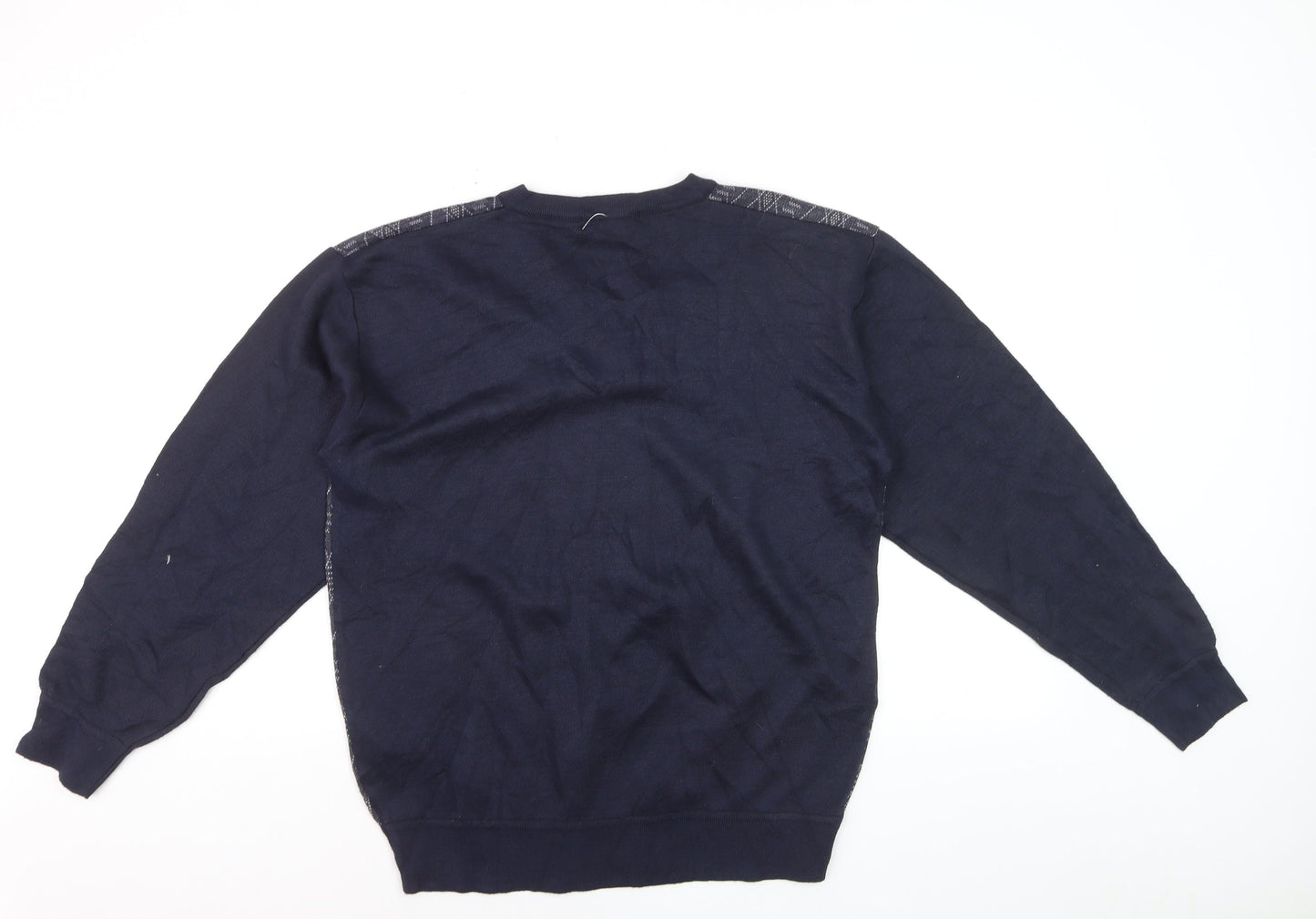 Gestoff Men's Blue Argyle V-Neck Pullover Jumper Size M