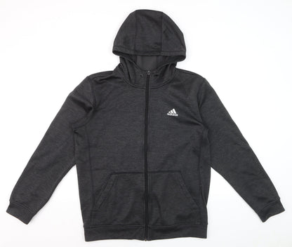 Adidas Men Black Climawarm Full Zip Hooded Activewear Jacket M