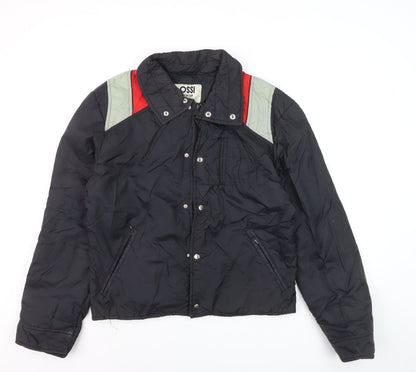 Ossi Men’s Black Ski Puffer Jacket M Nylon Insulated Retro 80s Style