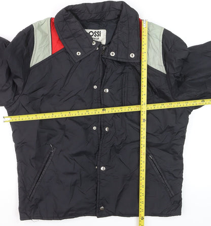 Ossi Men’s Black Ski Puffer Jacket M Nylon Insulated Retro 80s Style