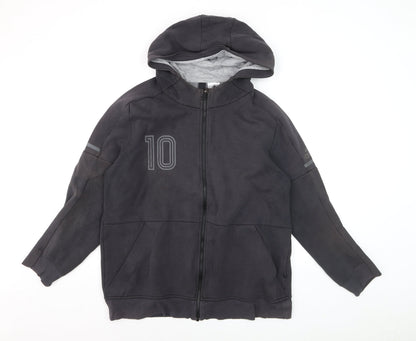 Adidas Men Black 2XL Full Zip Hoodie with Logo and Number 10