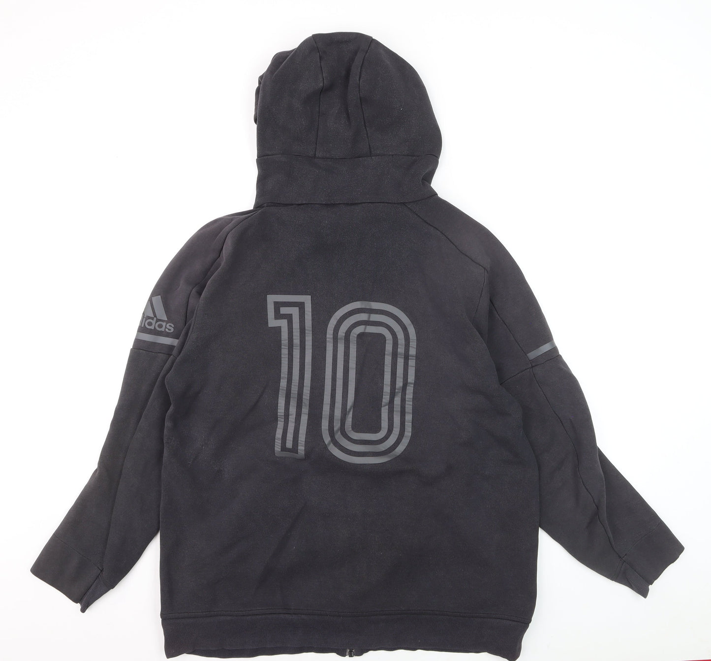 Adidas Men Black 2XL Full Zip Hoodie with Logo and Number 10