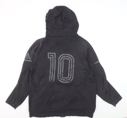 Adidas Men Black 2XL Full Zip Hoodie with Logo and Number 10