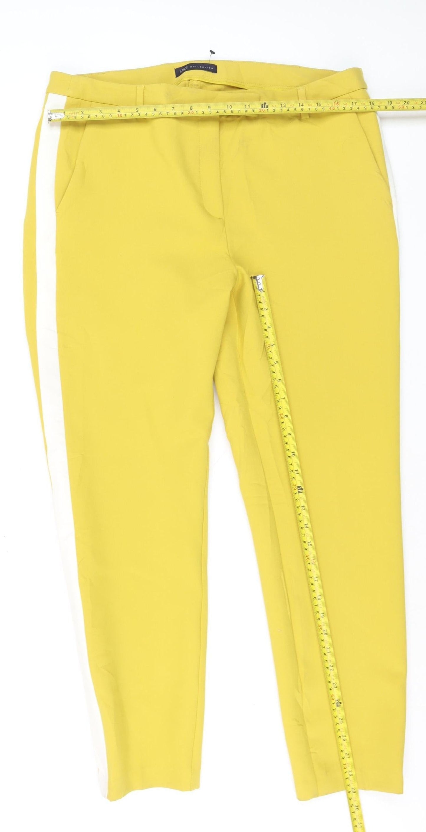 Marks and Spencer Women Yellow Tapered Trousers Size 18