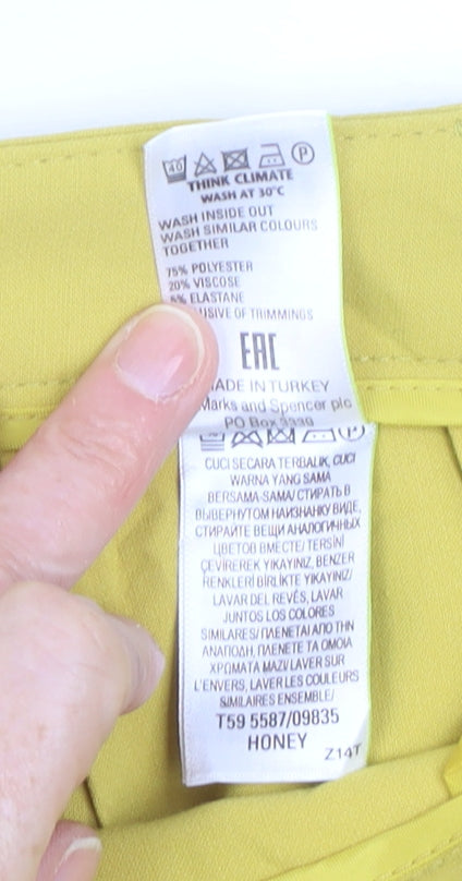 Marks and Spencer Women Yellow Tapered Trousers Size 18
