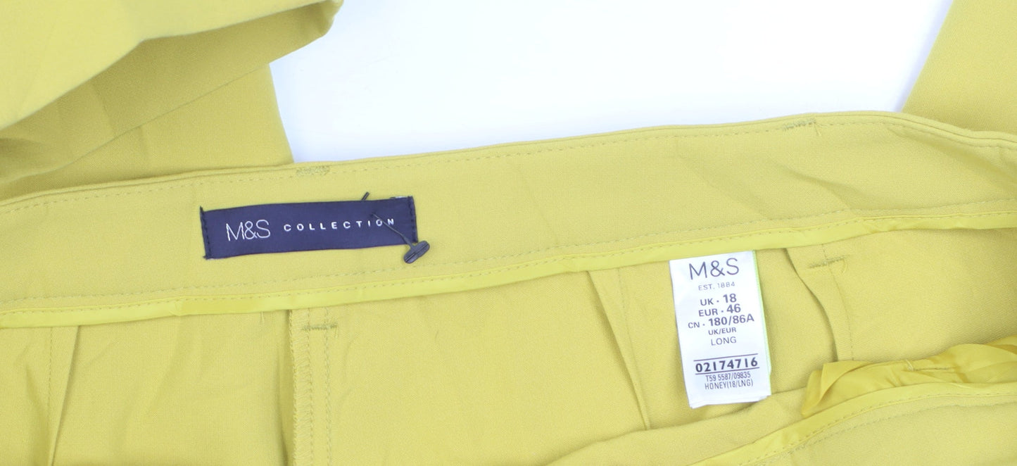 Marks and Spencer Women Yellow Tapered Trousers Size 18