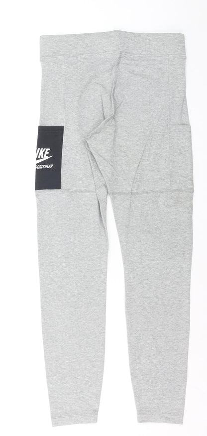 Nike Women’s Grey Slim Fit Leggings Medium Elastic Waist Sportswear